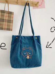 Bag For Love - Cartoon Embroidered Corduroy Shoulder Tote Bag - Women Tote Bags Product Description Style Preppy Color Blue Quantity 1 piece Strap Type Double Handle Pattern Type Cartoon Bag Size Medium Type Shoulder Tote Bag Material Corduroy Composition 100% Viscose Size Chart INCH CM Size Bag Width Bag Height Bag Length one-size 4.3 12.6 13 Size Bag Width Bag Height Bag Length one-size 11 32 33 Similar Products h2 { text-align: center; } .red-box { width: 100%; display: flex; flex-direction: Casual Blue Embroidered Bag, Cute Blue Cotton Bags, Casual Blue Embroidered Shoulder Bag, Casual Embroidered Canvas Bag For School, Blue Embroidered Canvas Bag For Daily Use, Blue Embroidered Canvas Bags, Blue Embroidered Everyday Bag, Blue Embroidered Rectangular Canvas Bag, Daily Use Embroidered Blue Canvas Bag