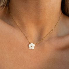 Gold Beaded Satellite Chain Necklace With  Mother of Pearl Flower 18K Gold Plated Stainless Steel Length of Necklace: approx. 16 - 18 inches (adjustable) Mother Of Pearl Necklace, Chain Anklet, Pearl Flower, Gold Beads, Ring Bracelet, Earring Necklace, Ring Necklace, Jewelry Care, Mother Of Pearl