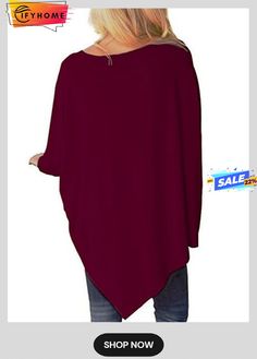 Asymmetric Casual Crew Batwing Neck Solid T-shirt Asymmetrical Outfit, Purple Coffee, Coffee Black, Pleated Blouse, Blouse Tops, Women Tunic Tops, Black Khakis, Womens Tunics, Batwing Sleeve