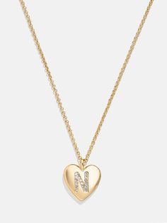 variant:N Initial Heart Necklace, Delicate Gold Chain, Sweet Necklace, Gold N, Gold Heart Necklace, Initial Necklace, Bracelet Sizes, Custom Items, A Heart