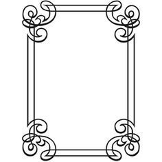 a black and white drawing of a square frame with swirly scrolls on the edges