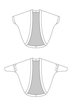 the front and back views of a women's cropped top with short sleeves