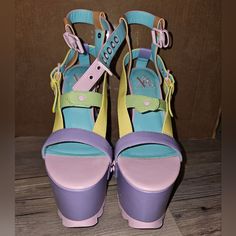 Beautiful Multicolored Yru Platform Shoes. Yru Shoes Platform, Yru Shoes, Shoes Color, Platform Shoes, Pink Yellow, Women Shoes, Yellow, Pink, Women Shopping