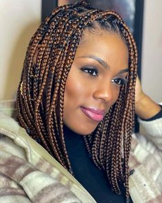 Dramatic Knotless Bob Braids Short Bob Braids, Individual Braids, Short Box Braids Hairstyles, Twisted Hair, Colored Braids