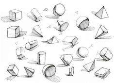 various shapes and lines drawn in pencil