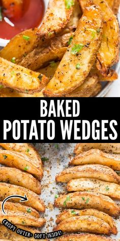 baked potato wedges with ketchup on the side