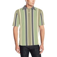 Vertical Striped Men Polo Shirt, 90s Vintage Stripe Short Sleeve Polo, Gift for Men - 12.35 Oz. Personalized and stylish. - 100% polyester, comfortable and breathable. - Short-sleeve polo shirt with point collar, leisure and classic design for men. - Design features side slits and three-button closure. - Sizes: S, M, L, XL, XXL. Please calculate your size from the measurement chart below. - Machine wash: cold(max 40℃ or 104℉); Non-chlorine; Iron with cover; Do not tumble dry; In the shade. Retro Polo Shirt With Relaxed Fit, Retro Relaxed Fit Polo Shirt With Polo Collar, Retro Summer Polo Shirt, Retro Relaxed Fit Polo Shirt, Retro Fitted Collared Polo Shirt, Fitted Retro Collared Polo Shirt, Fitted Vintage Polo Shirt For Summer, Retro Green Short Sleeve Polo Shirt, Vintage Green Polo Shirt With Polo Collar