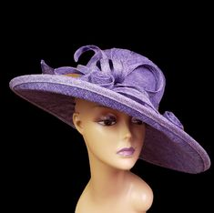 All Sinamay with Loops and Feathers Elegant Lavender Hat For Party, Chic Purple Hat For Kentucky Derby, Lilac Fascinator Hats, Purple Spring Fascinator Hat, Adjustable Purple Hat With Feathers, Purple Hat-shaped Fascinator For Wedding, Fascinator, Caps Hats, Lavender