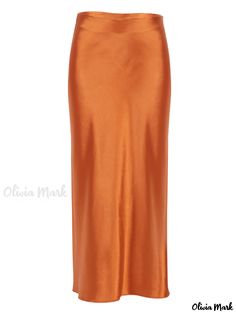 Olivia Mark - Elegant Purple High-Waisted Satin Pencil Skirt with Flattering Draping Effect Long Skirt Summer, Midi Skirt Spring, Long Skirt Fashion, High Waist Long Skirt, Silk Midi Skirt, Party Rock, Orange Skirt, Long Skirts For Women, Elegant Skirt