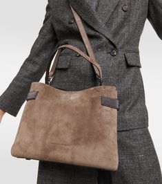 Find BRUNELLO CUCINELLI Suede Tote Bag on Editorialist. Material: calf leather. Lining: leather. Made in Italy. Includes: dust bag. Top handle, Detachable, adjustable shoulder strap. Closure: magnetic fastening. Internal details: two internal compartments, zipped centre compartment. Protective feet. Wool Tote Bag, Tote Bag Straps, Wool Tote, Suede Tote Bag, Suede Tote, Shoulder Strap Bag, Crochet Tote Bag, Crochet Tote, Shopper Bag