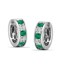 These exquisite emerald and diamond hoop earrings are a stunning addition to any jewelry collection. Crafted with precision and attention to detail, the vibrant emeralds are elegantly complemented by the sparkling diamonds, creating a luxurious and sophisticated look that is perfect for any occasion. Metal: 14K Gold Setting Type: Prong Rhodium Finish: Yes, on White Gold Gemstone Details: Gemstone: Emerald Shape: Round Average Dimensions: 3.00 MM Quantity: 06 Average Cut: Very Good Average Color: Elegant Green Huggie Jewelry, Elegant Green Hoop Earrings For Formal Occasions, Green Brilliant Cut Diamond Earrings, Fine Jewelry Emerald Hoop Earrings In Green, Fine Jewelry Emerald Diamond Earrings, Luxury Round Emerald Diamond Earrings, Green Emerald Hoop Earrings In Fine Jewelry Style, Elegant Round Hoop Earrings With Emerald, Emerald Green Hoop Earrings Fine Jewelry