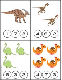 the worksheet for learning numbers and counting with dinosaurs