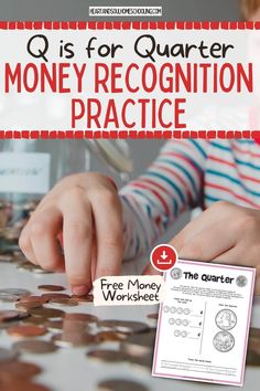 Preschool money recognition activities for preschool. Free printable q is for quarter money recognition worksheet. via @destinyblogger Preschool Letter Q, Counting Quarters, Math Activities For Preschoolers, Math Activities For Toddlers, Geometry Math, Silent Reading