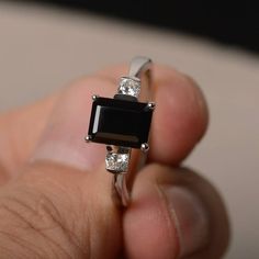 Hey, I found this really awesome Etsy listing at https://www.etsy.com/listing/553467483/natural-black-spinel-ring-cocktail-party Black Gemstone Ring, Black Spinel Ring, Ring Emerald Cut, Spinel Ring, Ring Emerald, Party Rings, Black Spinel, Beautiful Gift Boxes, Ring Sterling Silver