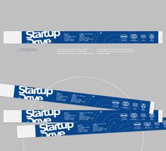 two blue and white banners with the words standup save written on them in different font styles