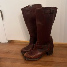 Vintage Distressed Frye Boots!!! Size 10, 3in Stacked Heel, Pull On/No Zipper. Shoes Vintage, Frye Boots, Frye Shoes, Boots Outfit, Vintage Shoes, Stacked Heel, Shoes Heels Boots, Shoes Women Heels, Heeled Boots