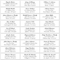 wedding address cards with names and dates