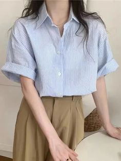 Vintage Striped Shirt Women Casual – Queencloth Cheap Striped Business Shirt, Cheap Striped Shirt For Business, Cheap Preppy Tops For Workwear, Cheap Feminine Shirt For Daywear, Cheap Shirt With Striped Collared, Cheap Striped Shirt For Everyday Wear, Cheap Vintage Shirt For Everyday Wear, Elegant Striped Shirt Affordable Price, White Retro Style Affordable Shirt