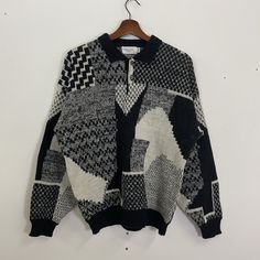 [DESCRIPTION] Please read the description first before buy my items‼️‼️ Vintage Lafioni Homme Art Polos Knitwear  Size on tag : L Tag says L,fits like M (please refer the actual measurements given and compare it with best fitting clothes,by using the size on tag is not always accurate) All in good condition [MATERIAL] Cotton [MEASUREMENT] Measurement:  armpit to armpit : 21 inches  Back collar to bottom : 25 inches Sleeve length from under armpit to end of cuff : 20 inches [CONDITION] - All in g Patterned Knit Tops For Winter, Retro Knit Sweater, Vintage Textured Knit Tops For Winter, Winter Patterned Knit Tops, Retro Knit Polo Sweater For Fall, Vintage Knit Polo Sweater For Winter, Vintage Winter Textured Knit Tops, Vintage Knitwear Men, Vintage Jacquard Knit Tops