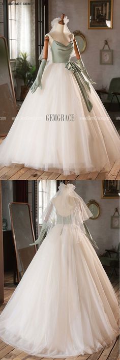 10% off now|Free shipping world-wide. Green And White Satin Tulle Ballgown Formal Dress with Sash at GemGrace. Click to learn our pro custom-made service for wedding dress, formal dress. View #FormalDresses for more ideas. White Tulle Ball Gown For Prom, White Organza Ball Gown For Bridesmaid, White Organza Bridesmaid Ball Gown, White Tulle Bridesmaid Gown, White Tulle Ball Gown For Bridesmaid, White Tulle Ball Gown With Sweep Train, White Tulle Wedding Dress For Quinceanera, White Tulle Gown With Tulle Skirt, Crinoline Ball Gown For Weddings