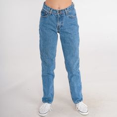 Vintage Jordache Jeans 90s Mom Straight Leg Jeans Mid Rise Waist Slim Tapered Denim Pants Blue Retro 1990s Extra Small Xs - Etsy 90s Mom, Jordache Jeans, Jean Vintage, Jeans Mid Rise, Pants Blue, Slim Waist, Vintage Denim, Denim Pants, Straight Leg Jeans