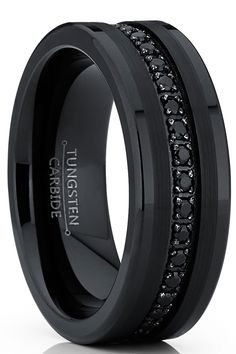 men's black diamond wedding band