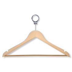 a wooden hanger with a metal hook