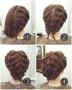 Short hair Short Hair Braids Tutorial, Simpul Dasi, Office Hairstyles, Romantic Hairstyles, Braid Hairstyle, Hair Arrange, Pinterest Hair, Penteado Cabelo Curto, Braided Hairstyles Tutorials