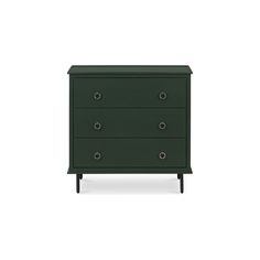 a dark green dresser with three drawers