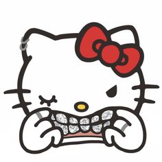 an image of a cartoon hello kitty with braces on it's teeth and mouth