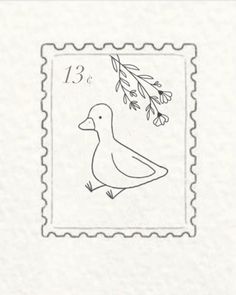 a stamp with a bird on it and some flowers in the backgroung