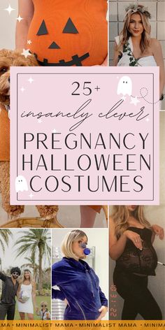 a collage of halloween costumes for pregnant women