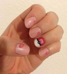 Pokemon nails: Love Ball (these were what I did for this past Valentine's Day, Feb 2014) :) @RachelBunderson Nails Love, Valentine's Day, Pokemon, Valentines Day, Valentines, Nails, Pokémon