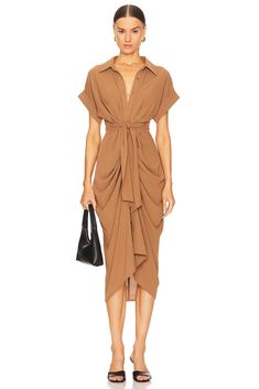 A tie accent at the waist creates an ultra-flattering silhouette on this midi-length shirtdress that easily moves from work to weekend. Front button closure Attached front tie Elastic at back waist 100% polyester Confident Women, Toasted Coconut, Confident Woman, Bb Dakota, Tie Dress, Satin Fabric, West Coast, Denim Dress, Midi Length