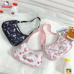 Hello Kitty Shoulder Bag, Kawaii Handheld Shoulder Bag For School, Kawaii Shoulder Bag With Cat Design For Daily Use, Kawaii Cat Design Shoulder Bag For Daily Use, Cute Cat Design Shoulder Bag, Trendy School Shoulder Bag With Cat Design, Trendy Cat Design Shoulder Bag For School, Cute Hello Kitty Print School Shoulder Bag, Pink Harajuku Style Shoulder Bag With Cute Design