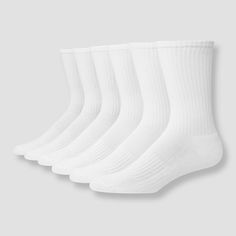 Men's Hanes Premium Performance Cushioned Crew Socks 6pk - White 6-12 Hanes Socks, Heels Classy, White Socks, Body Temperature, White Sock, Cool Socks, Tall Guys, Mens Big And Tall, Men Shoes Size