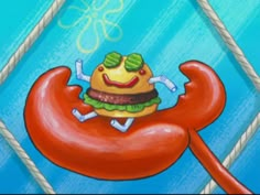 a drawing of a hamburger on top of a red object