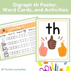 a poster with words and pictures to help students learn how to use the letter h