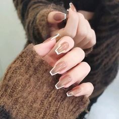 Nail Equipment, Fake Nails Long, French Manicure Designs, Nail Art Tips, Cloud Pattern, Nagel Tips, French Acrylic Nails, Uñas Acrilicas, Manicures Designs