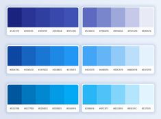 four shades of blue are shown in this graphic design tool sheet for the color scheme