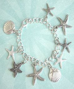 seashells charm bracelet- starfish charm bracelet, beach charm bracelet, themed bracelet Cheap Bohemian Charm Bracelets With Lobster Clasp, Adjustable Silver Charm Bracelet With Starfish, Beach Ocean-inspired Charm Bracelet, Silver Starfish Charm Bracelet For Beach, Silver Charm Bracelet With Starfish For Beach, Ocean-inspired Starfish Charm Bracelet For Beach, Silver Ocean-inspired Bracelets For Beach, Beach Charm Bracelet With Lobster Clasp, Silver Charm Bracelet With Lobster Clasp For Beach