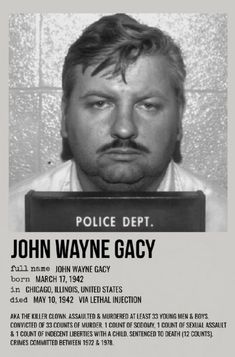 the wanted poster for john wayne gacy is shown in this undrecognized photo