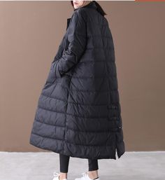 This down coat make with 90% duck down ,very warm in the winter .also could be custom made for any size. This is a winter down jacket fill with down.we design it with a very thick and warm style.this down jacket could keep you very warm in the cold winter.the side pockets is very useful.a unique design women winter coat. Material: 90% duck down ,polyester Style: Casual Package Contents: 1 x down coat S:Length:112cm chest:102cm shoulder:39 cm sleeve:60cm M:Length:112cm chest:108cm shoulder:40 cm Long Duck Down Puffer Jacket For Cold Weather, Solid Duck Down Outerwear For Cold Weather, Duck Down Puffer Outerwear, Long Duck Down Puffer Jacket For Outdoor, Outdoor Long Duck Down Puffer Jacket, Winter Oversized Duck Down Outerwear, Thick Duck Down Outerwear For Cold Weather, Long Down Coat For Winter, Winter Down Long Coat