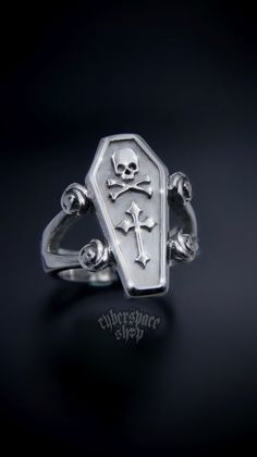 Coffin Rings, Gothic Things, Afro Jewelry, Coffin Ring, Bone Ring, Gothic Ring, Grunge Jewelry, Skull Bones, Custom Initial Necklace