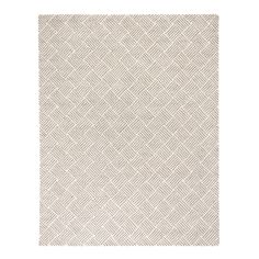 a white rug with an abstract pattern on it's side and the bottom half of the rug is made out of woven fabric