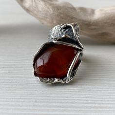 Unique Carnelian Ring Jewelry, Unique Carnelian Jewelry With Large Stone, Unique Round Carnelian Jewelry, Bohemian Round Carnelian Rings, Unique Silver Carnelian Rings, Red Sterling Silver Rings With Large Stone, Unique Carnelian Large Pendant Jewelry, Carnelian Ring, Carnelian Stone