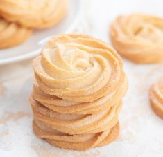 a stack of cookies sitting on top of a table