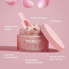 Beauty Commercial, Rose Bath Salts, Celebrity Skin Care, Great Makeup, Kylie Skin, Cosmetic Creative, Skincare Products Photography, Beauty Planet, Cosmetic Packaging Design