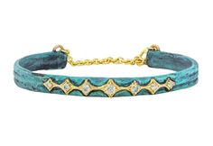 Bracelet 18kt Yellow Gold and Artifact Teal Patina Crivelli with 0.322 White Diamonds White Diamonds, Artifacts, Diamond White, Patina, Jewelry Collection, Diamonds, Yellow Gold, Bracelet, Yellow