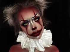 #halloweenmakeup #pennywise #makeup #halloween Pennywise Makeup, Maquillage Halloween Simple, Creative Halloween Makeup, Halloween Makeup Clown, Halloween Hairstyles